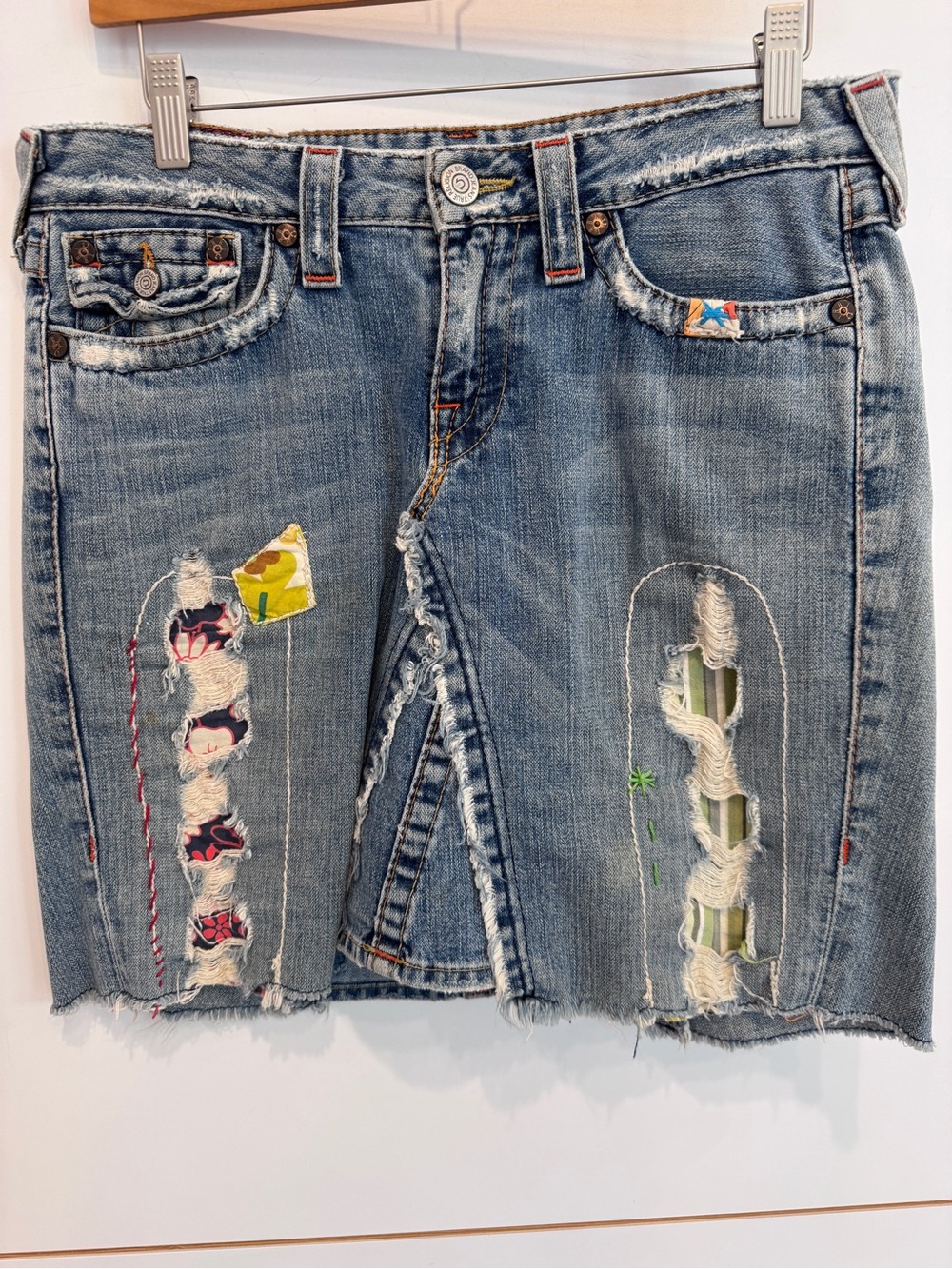 True Religion Limited Edition Vintage Patchwork Denim Skirt 29